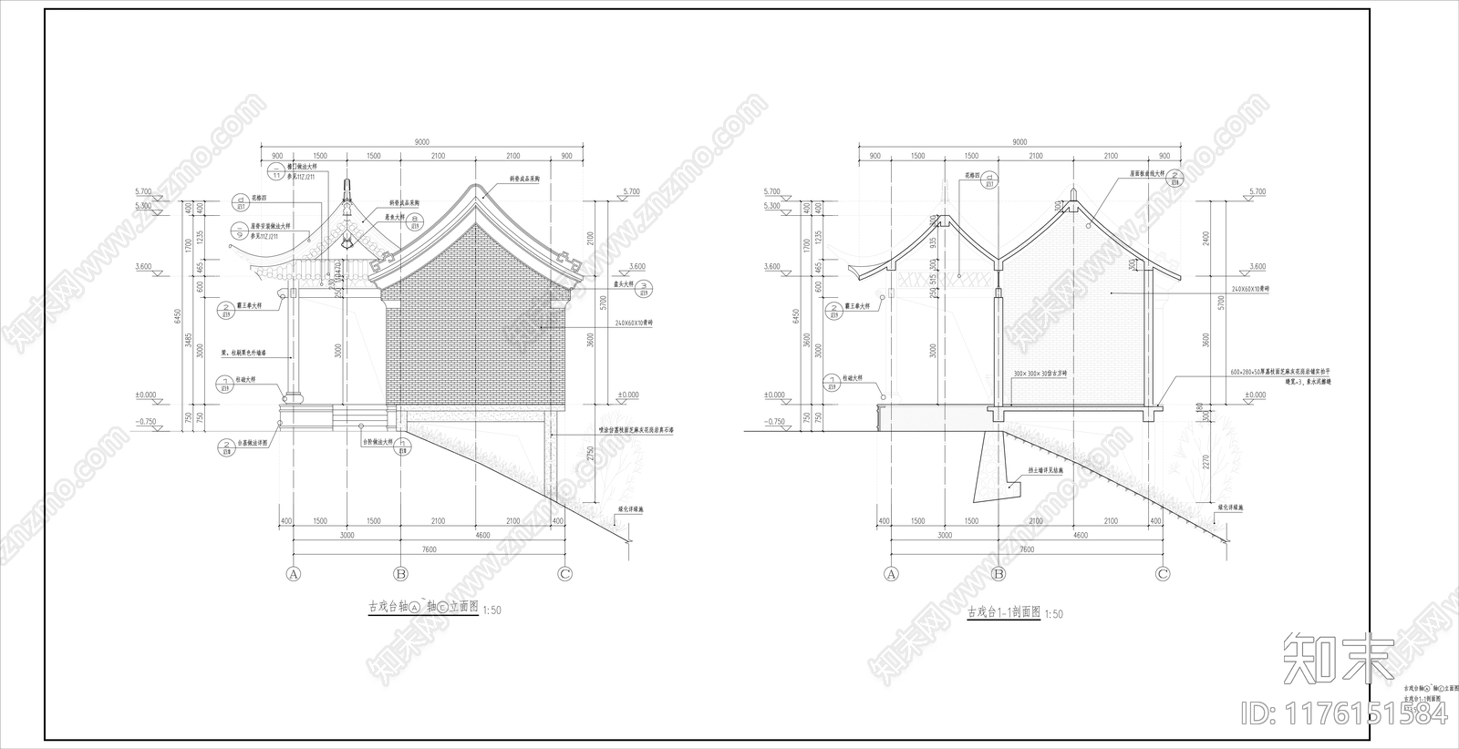 中式古建cad施工图下载【ID:1176151584】