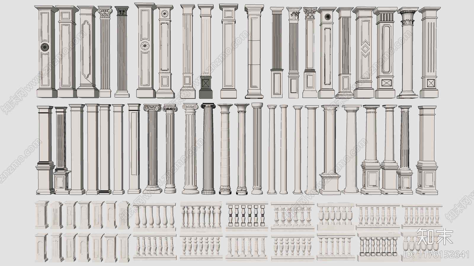欧式柱子SU模型下载【ID:1176152641】