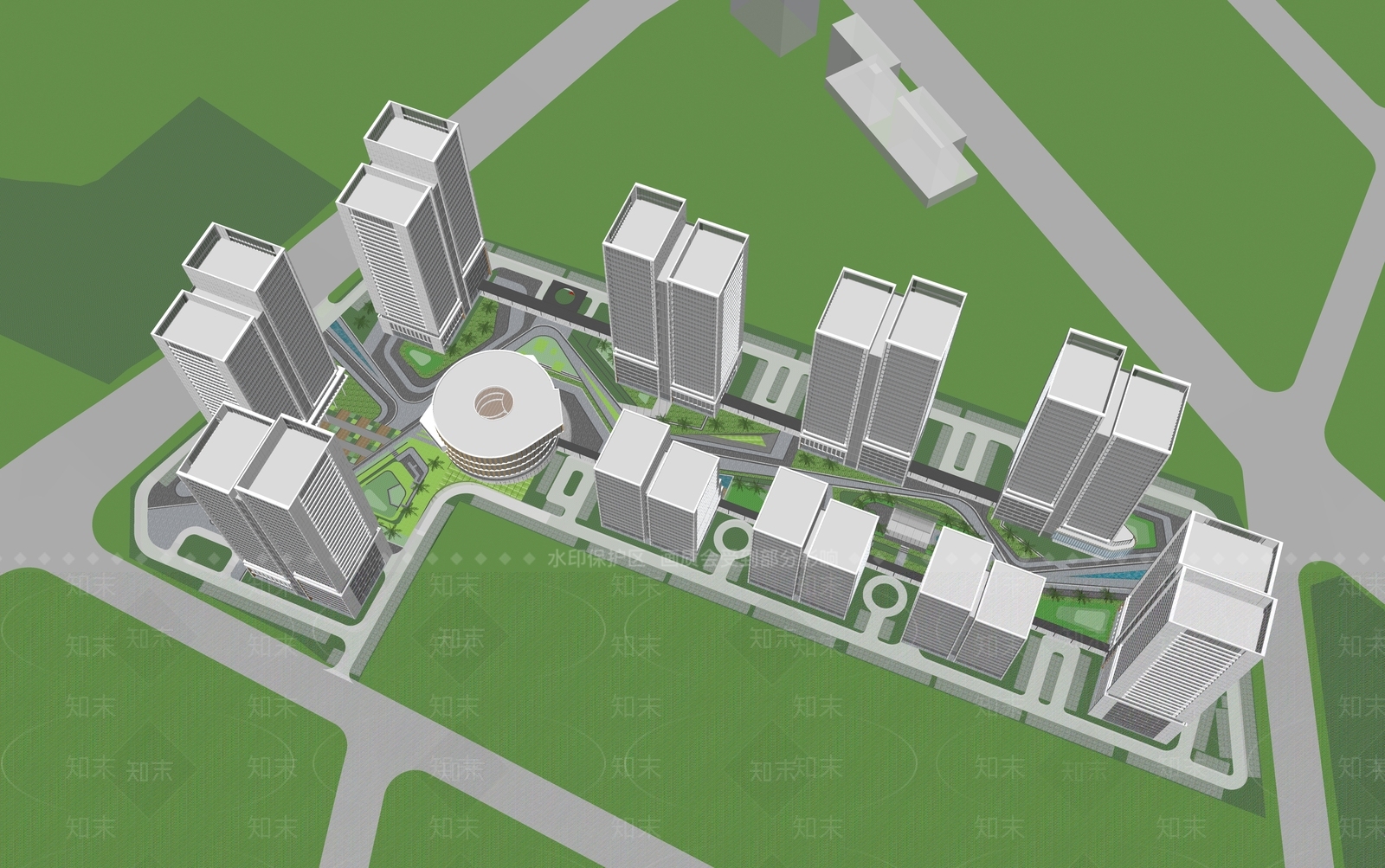 现代小区建筑SU模型下载【ID:1176156606】