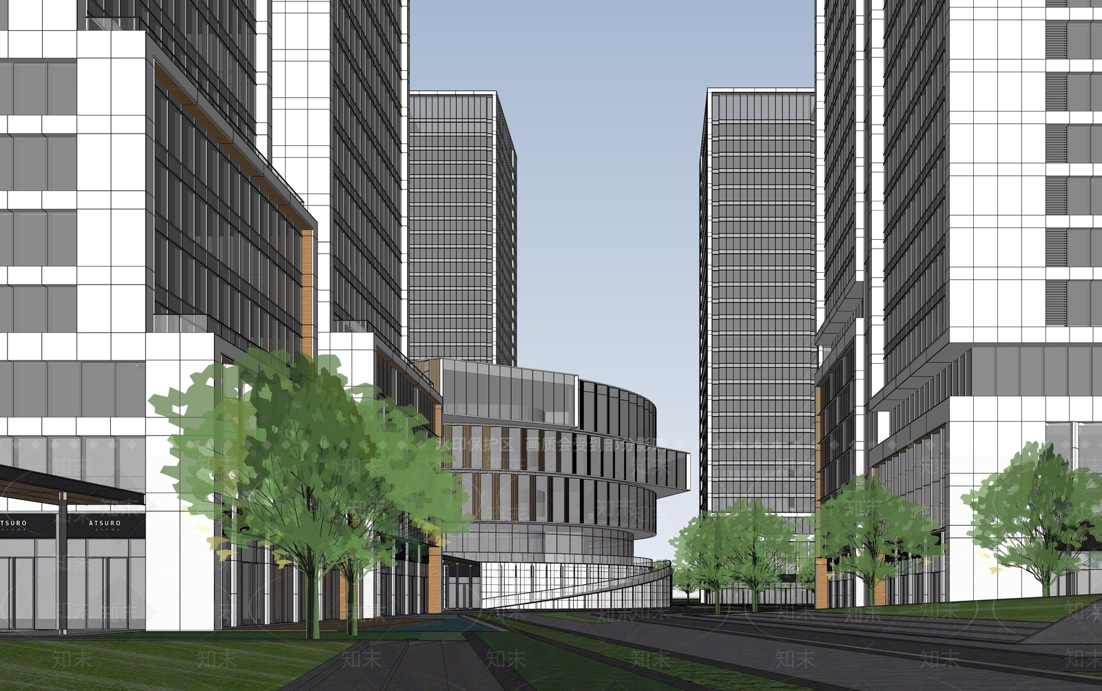 现代小区建筑SU模型下载【ID:1176156606】