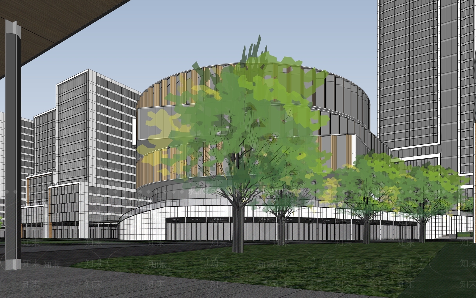 现代小区建筑SU模型下载【ID:1176156606】