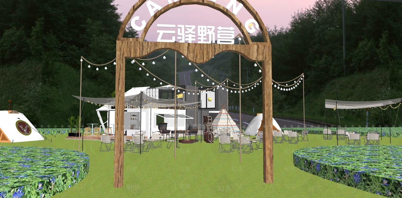 现代营地SU模型下载【ID:1176161397】