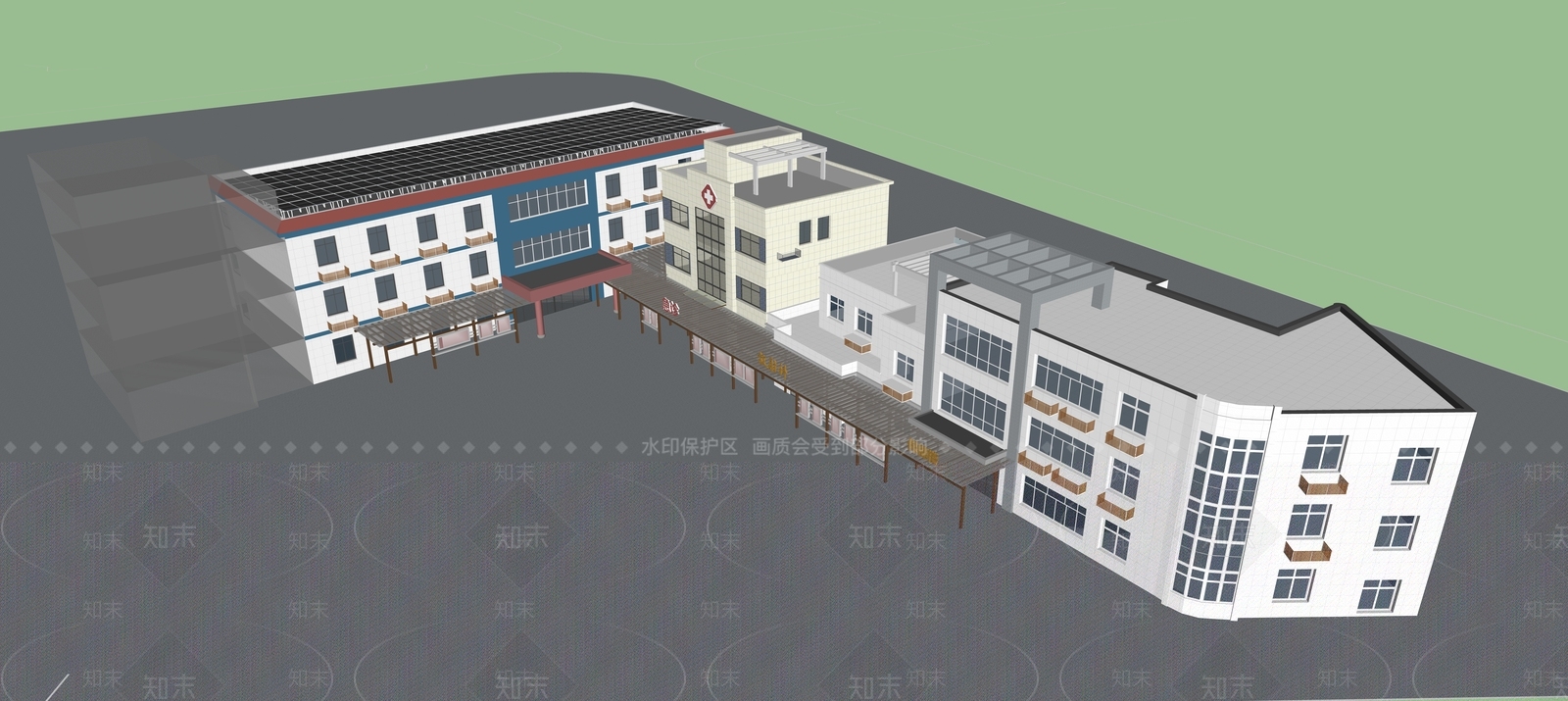 现代医院建筑SU模型下载【ID:1176163146】