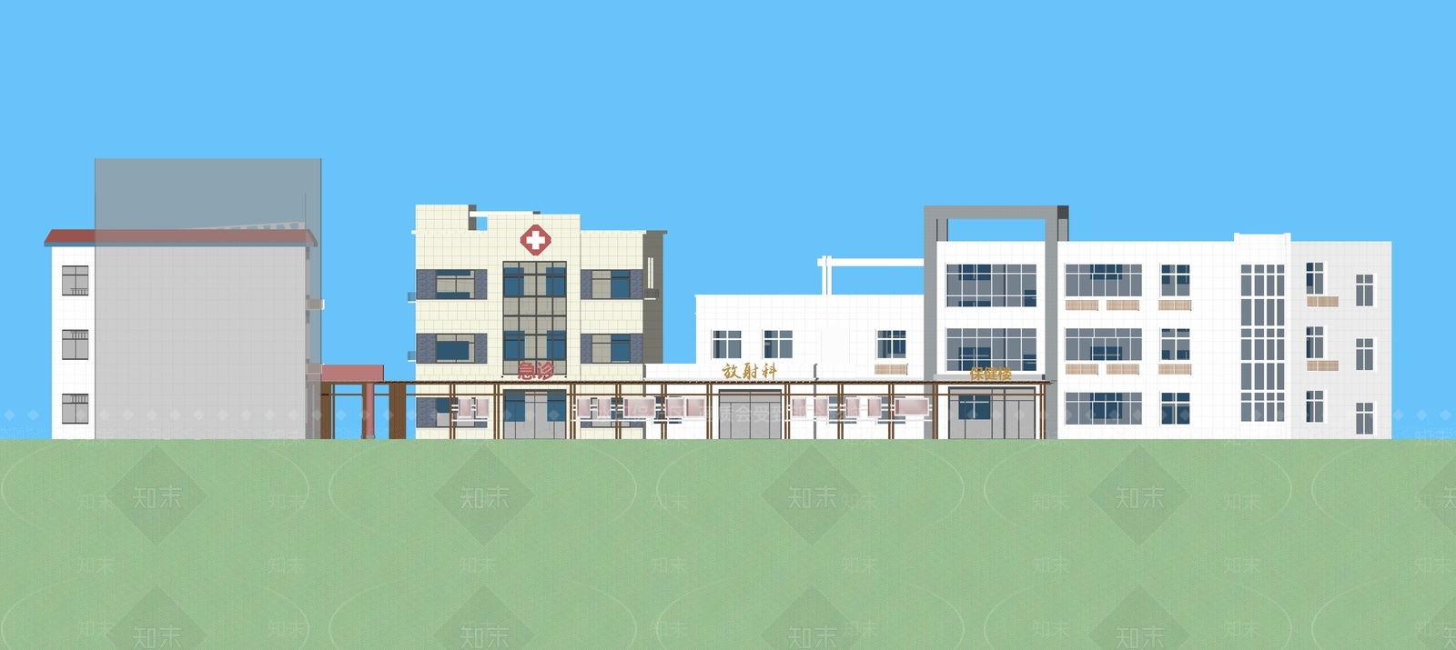 现代医院建筑SU模型下载【ID:1176163146】