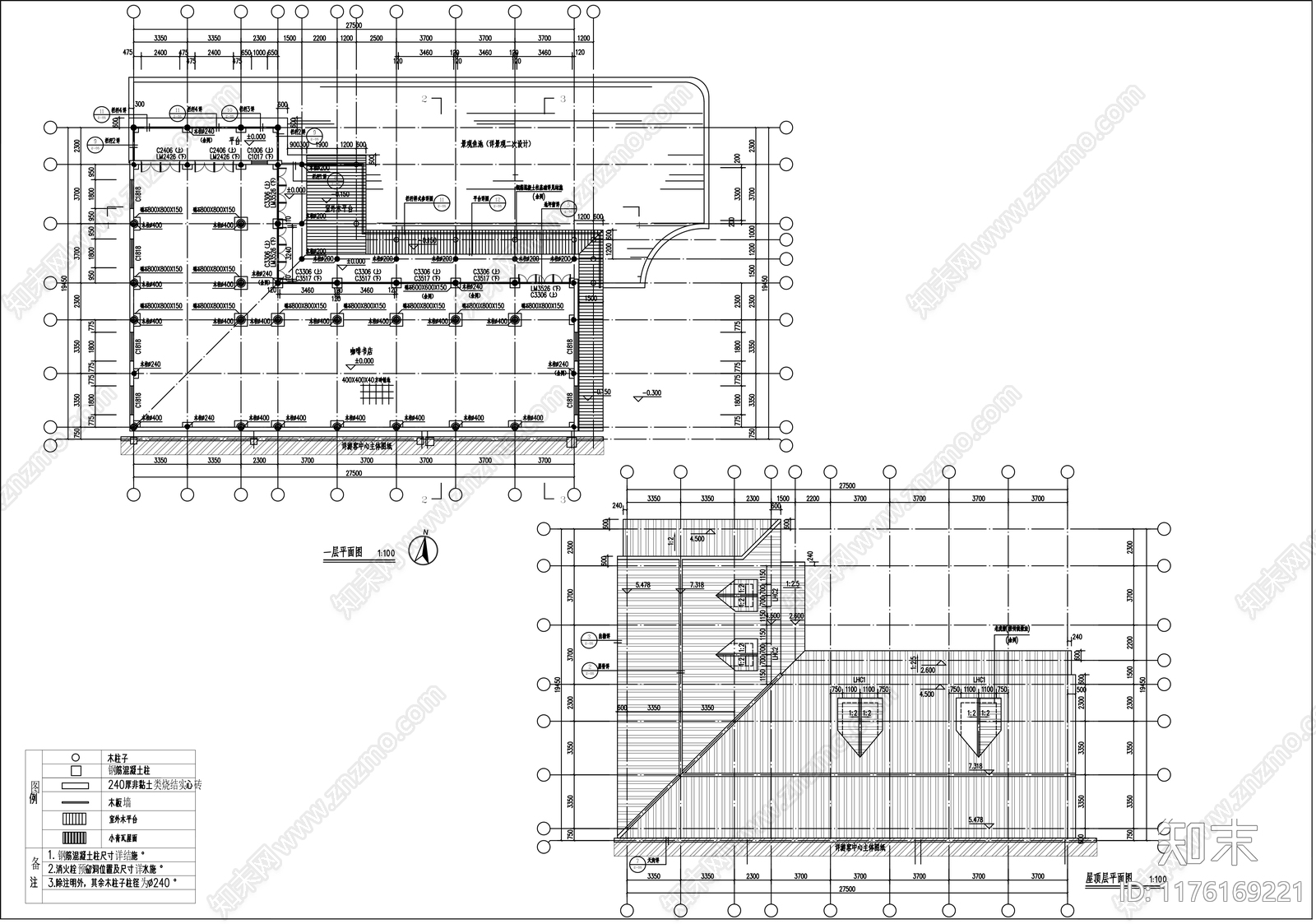 中式民宿建筑cad施工图下载【ID:1176169221】