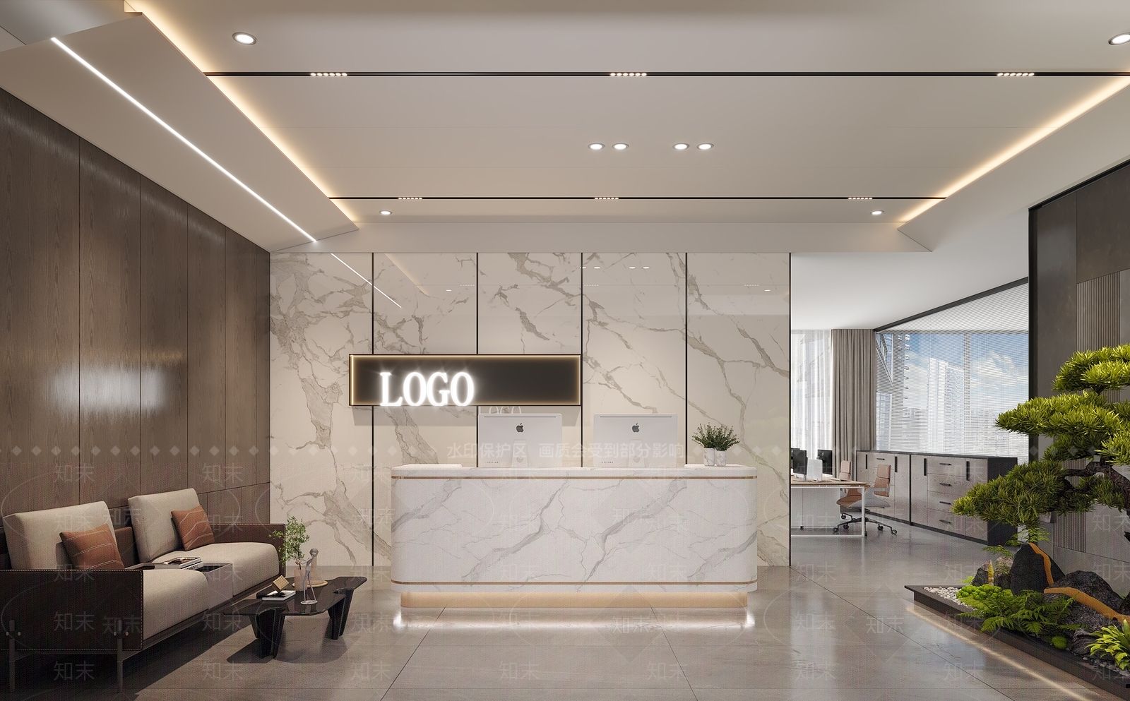 现代新中式办公室3D模型下载【ID:1176172960】