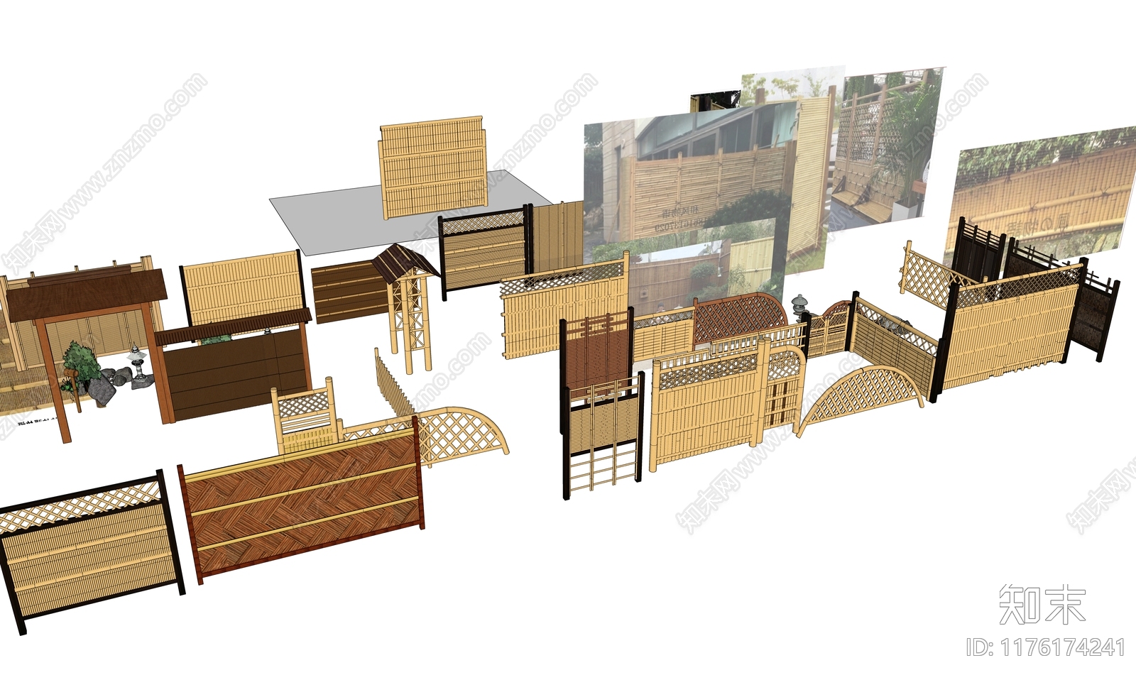 禅意日式围墙SU模型下载【ID:1176174241】