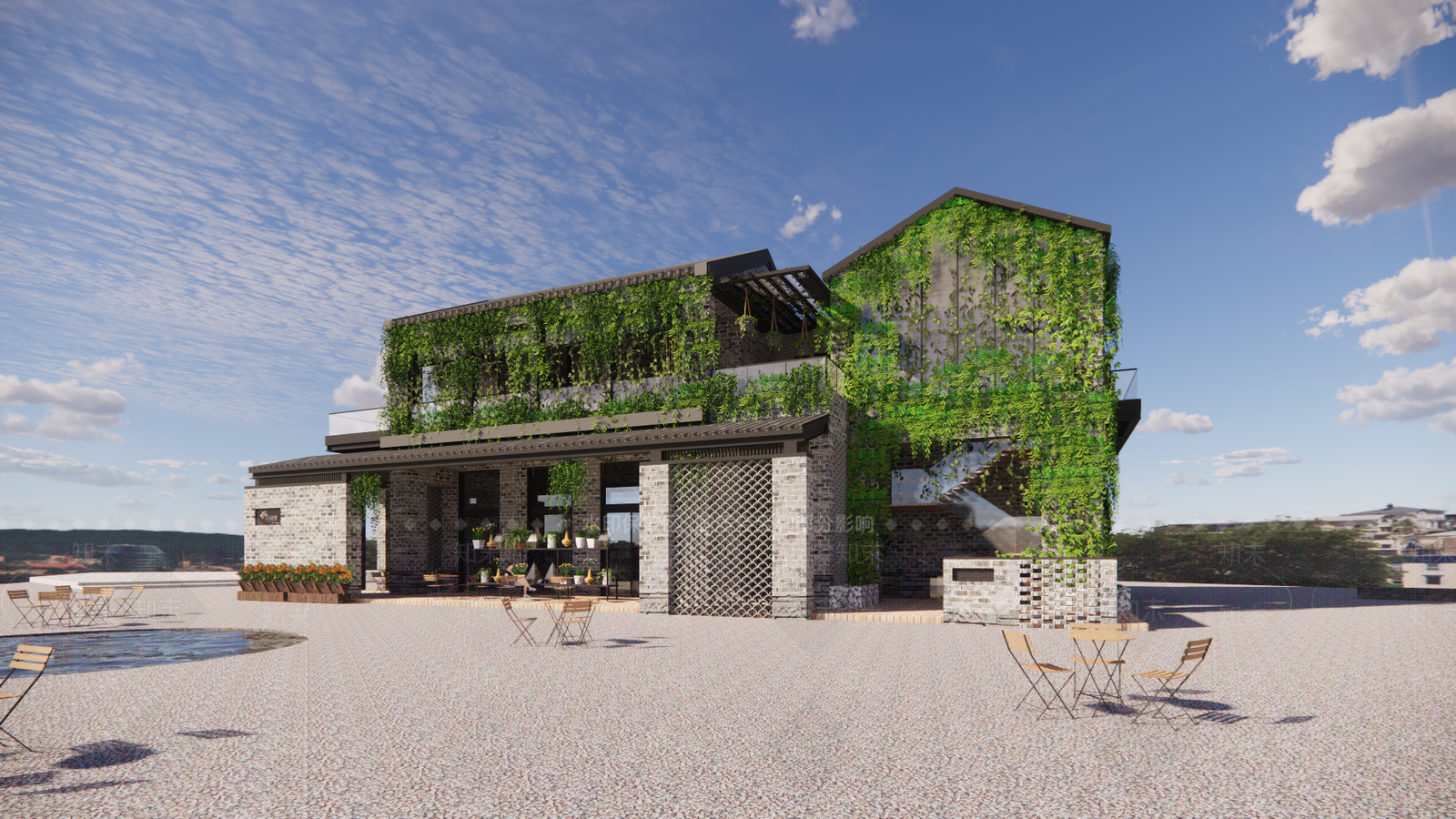 中式餐饮建筑SU模型下载【ID:1176175285】