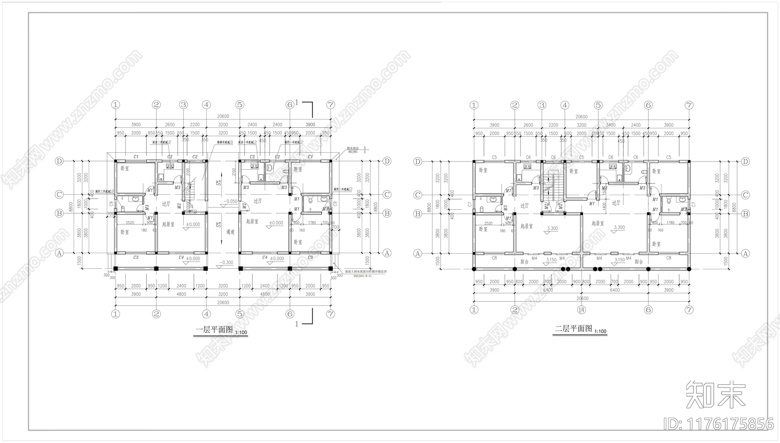 欧式别墅建筑施工图下载【ID:1176175856】