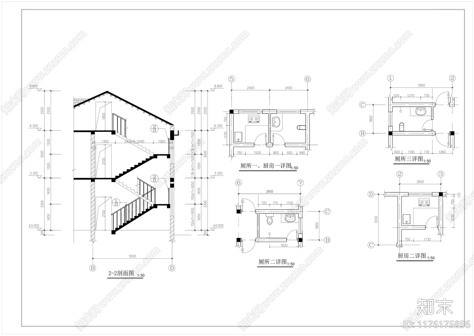 欧式别墅建筑施工图下载【ID:1176175856】