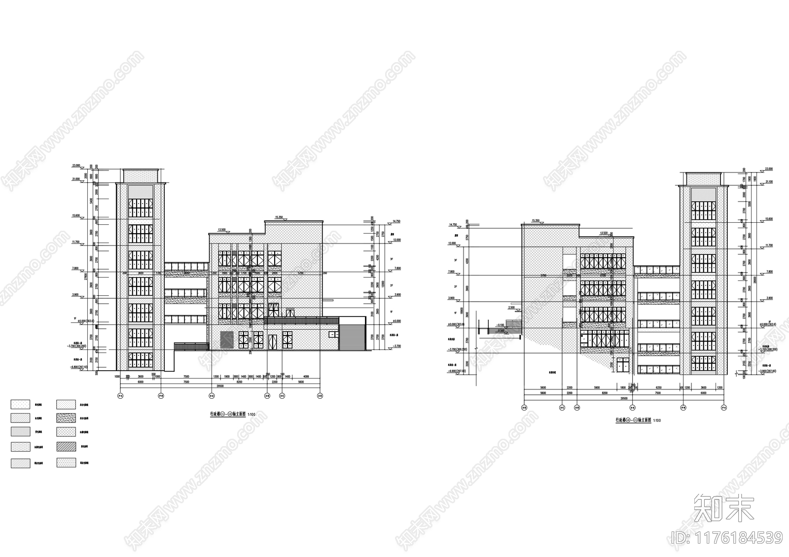 现代办公楼建筑cad施工图下载【ID:1176184539】