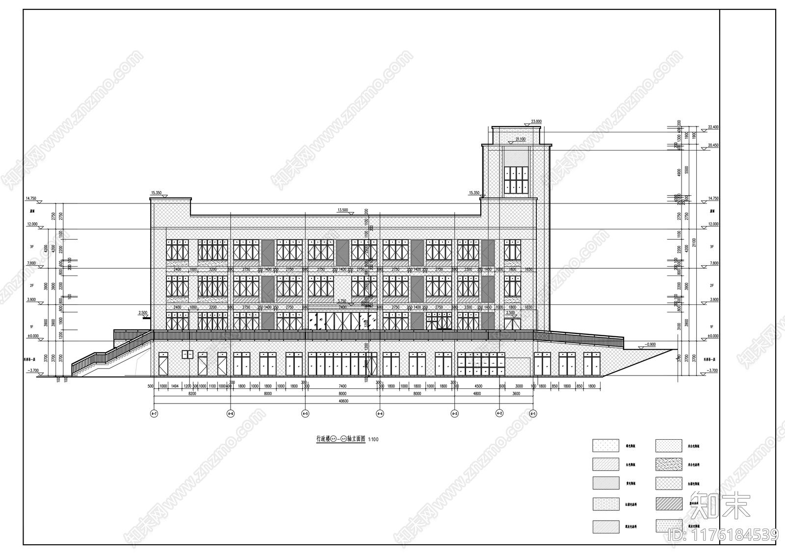 现代办公楼建筑cad施工图下载【ID:1176184539】