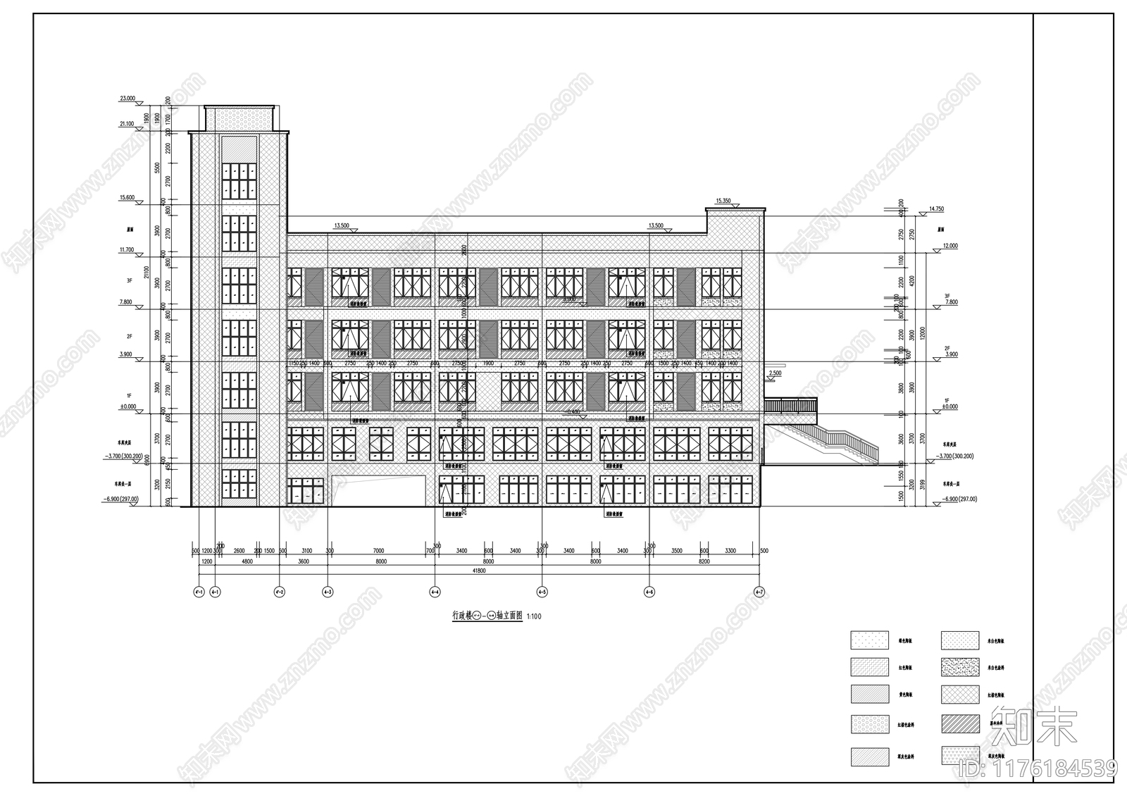 现代办公楼建筑cad施工图下载【ID:1176184539】