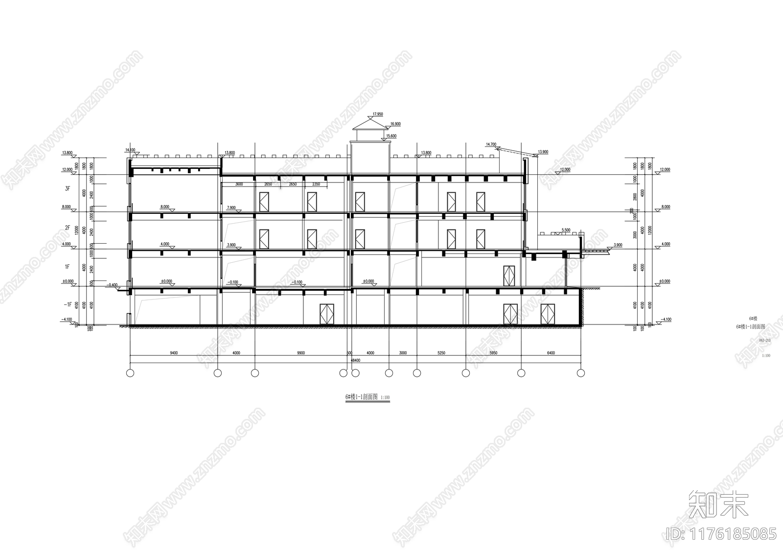 现代办公楼建筑cad施工图下载【ID:1176185085】