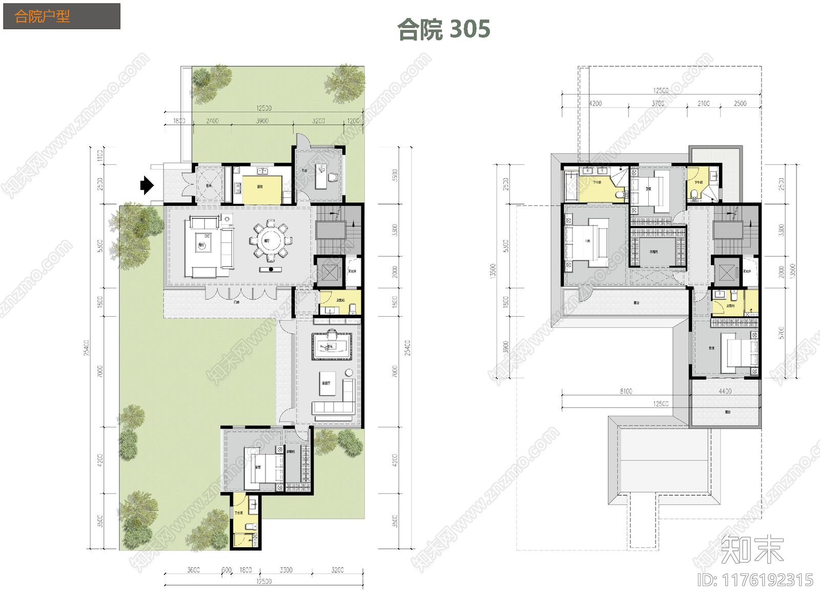 现代新中式别墅建筑cad施工图下载【ID:1176192315】