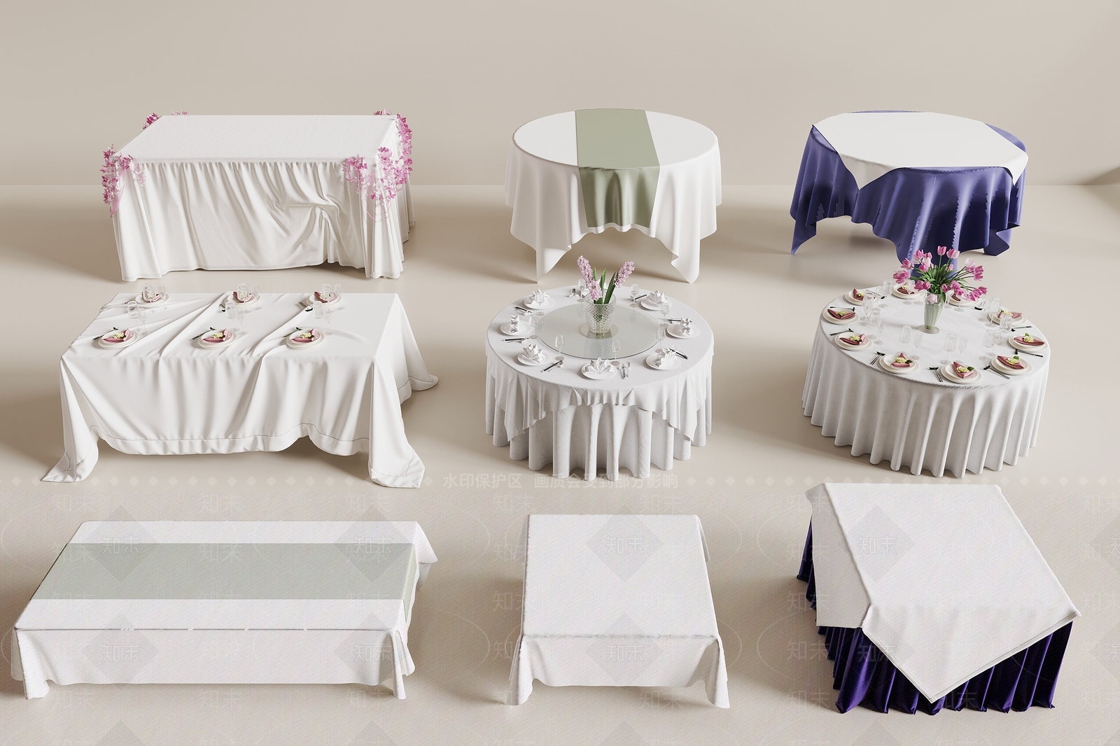 现代桌布3D模型下载【ID:1176197663】