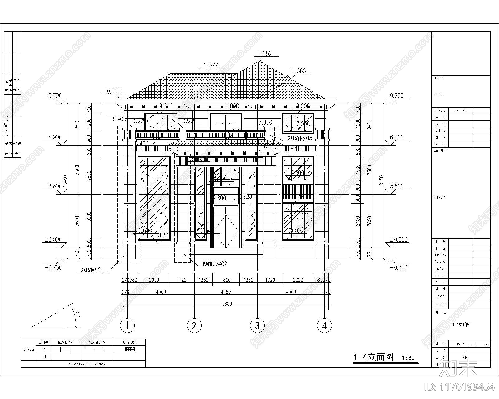 现代别墅建筑cad施工图下载【ID:1176199454】