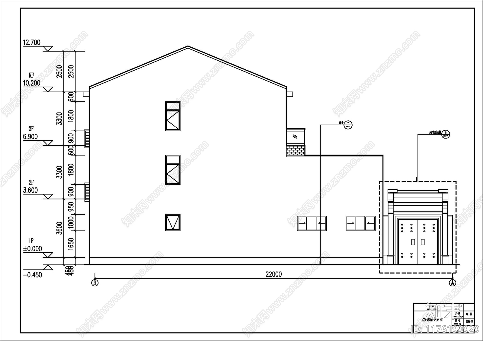 新中式别墅建筑cad施工图下载【ID:1176199929】