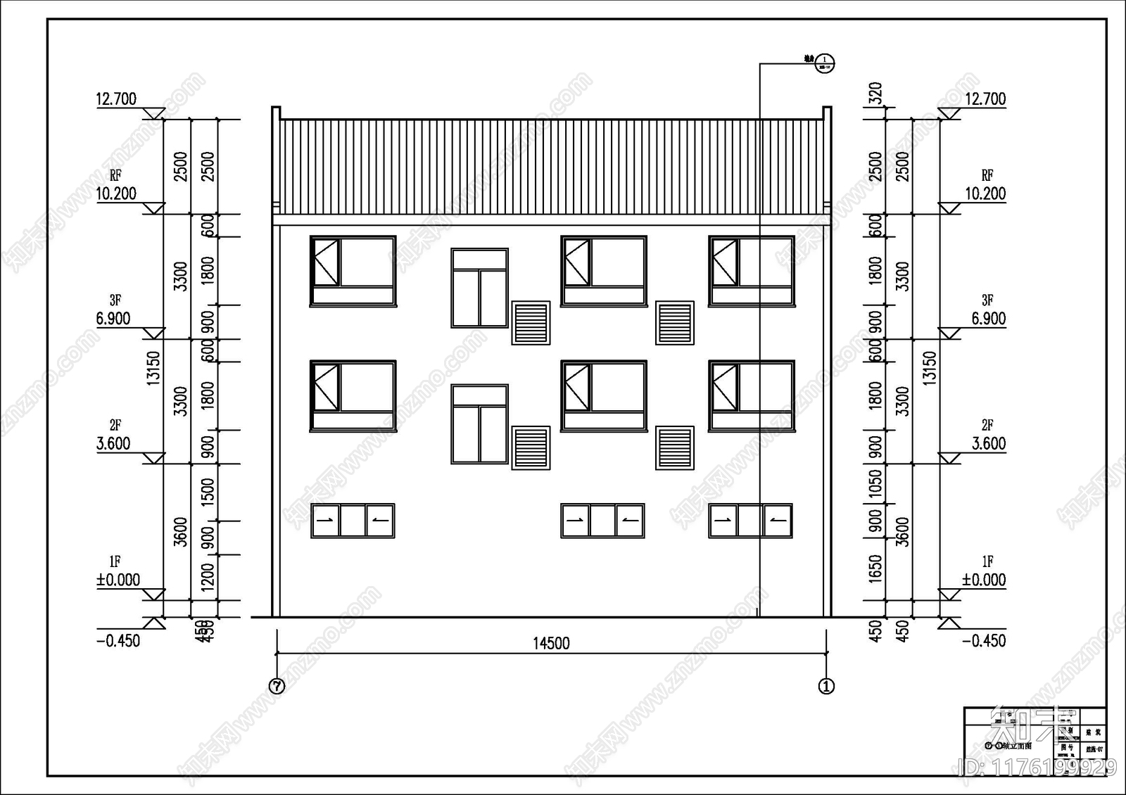 新中式别墅建筑cad施工图下载【ID:1176199929】