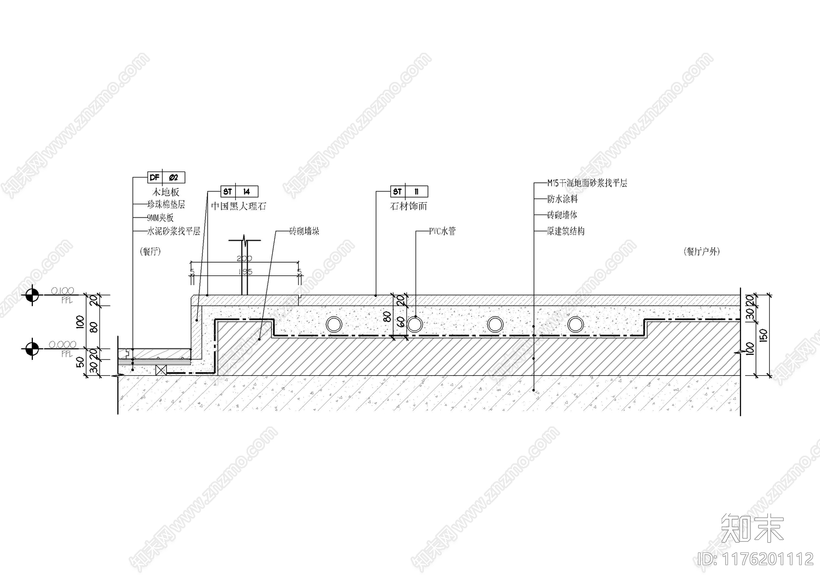 现代地面节点cad施工图下载【ID:1176201112】