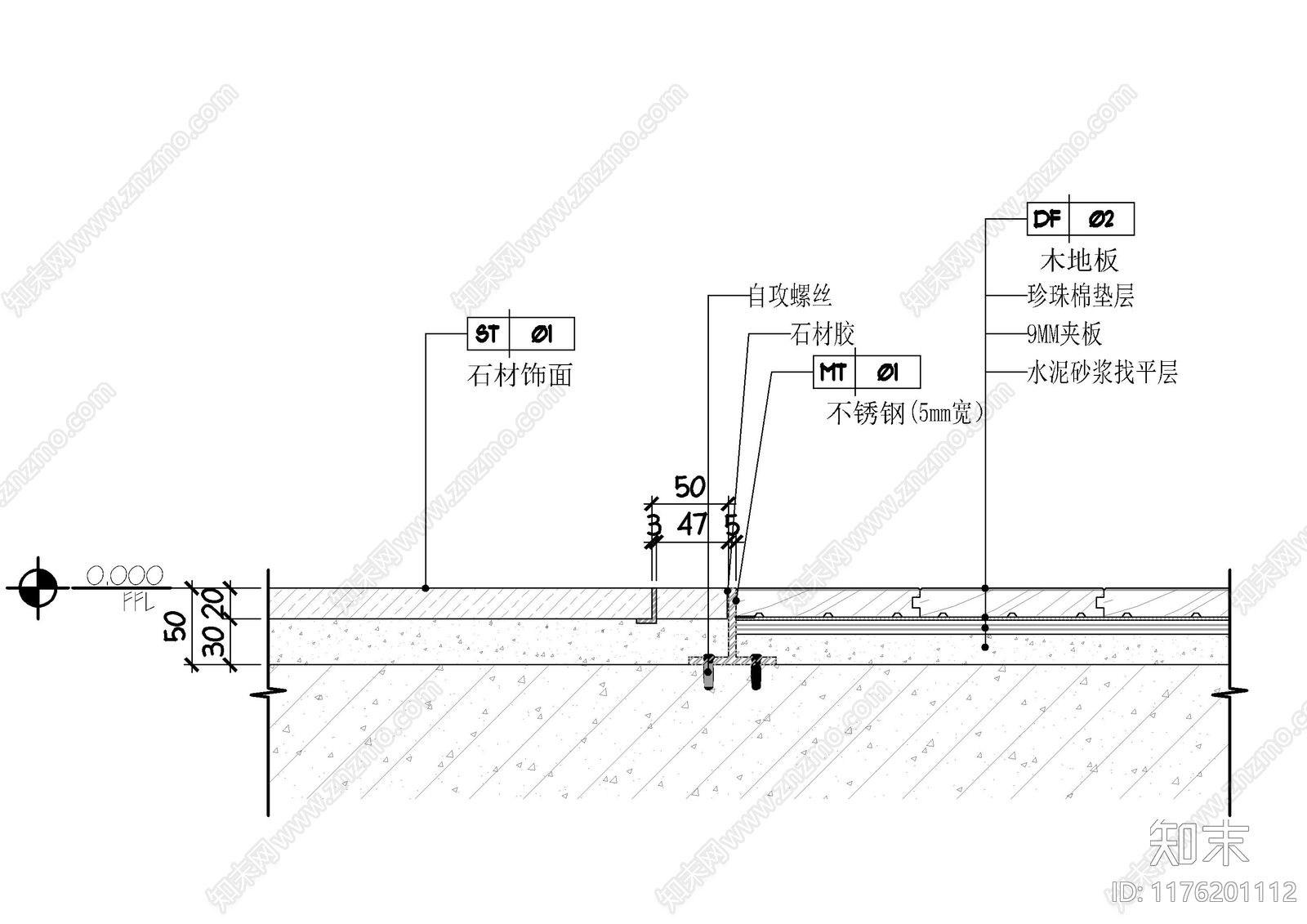 现代地面节点cad施工图下载【ID:1176201112】