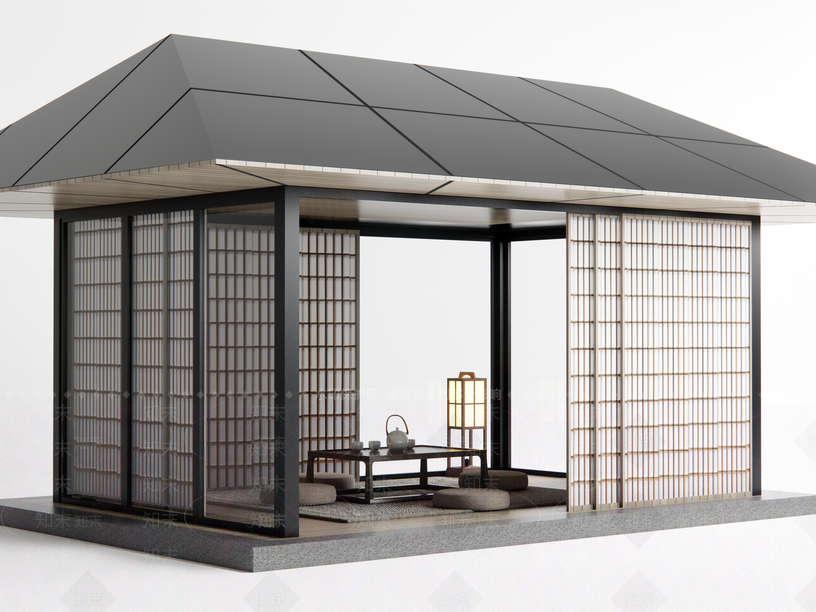日式新中式亭子SU模型下载【ID:1176201906】