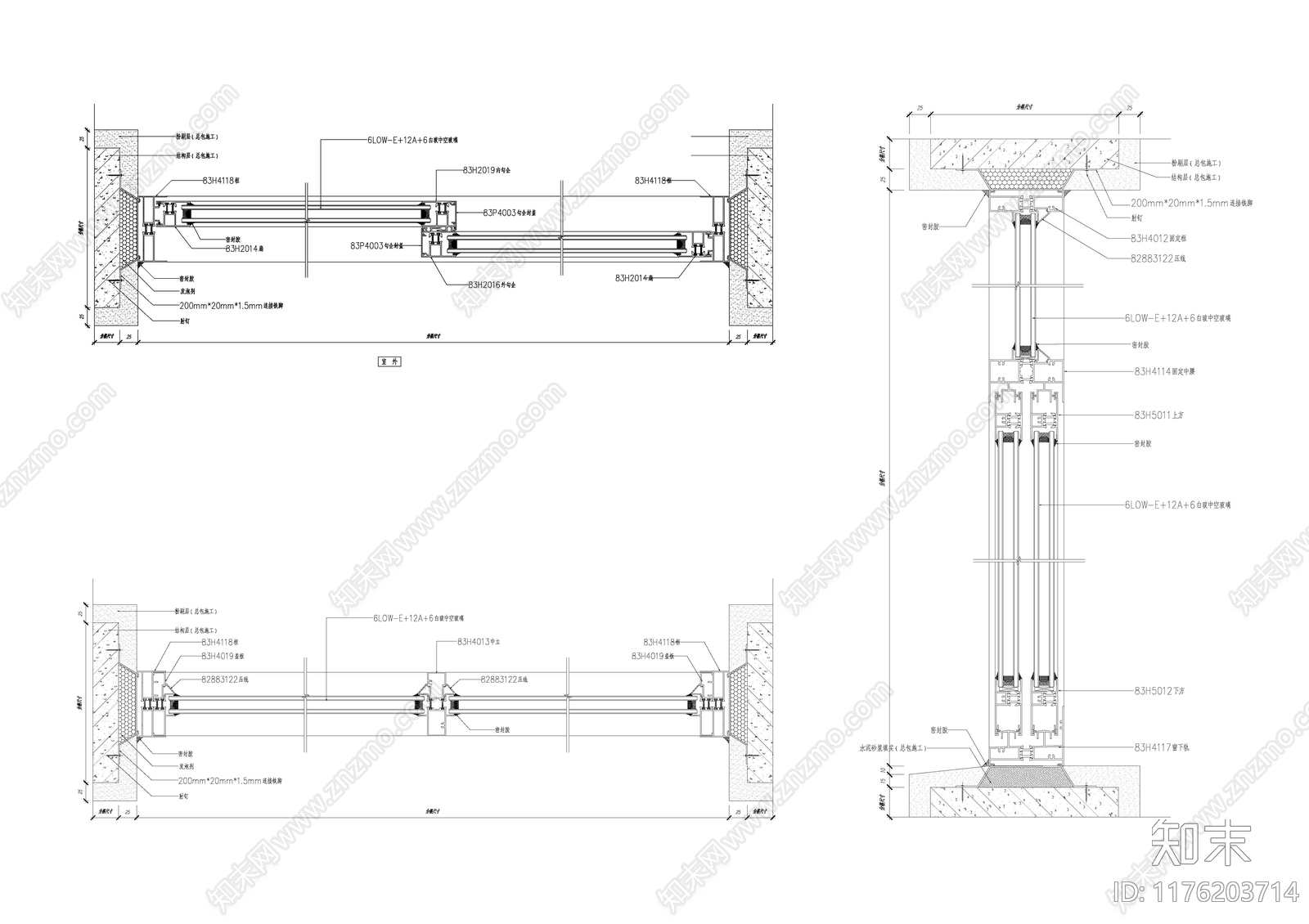 现代窗节点施工图下载【ID:1176203714】