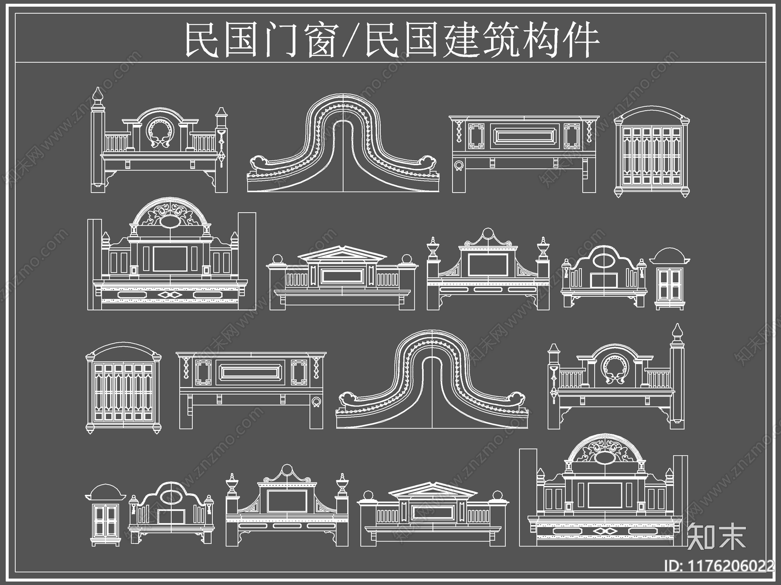 中式综合硬装构件图库施工图下载【ID:1176206022】