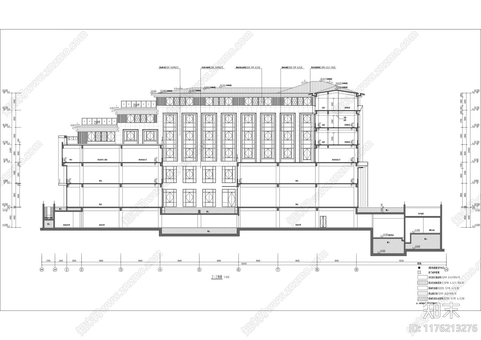 现代新中式酒店建筑施工图下载【ID:1176213276】