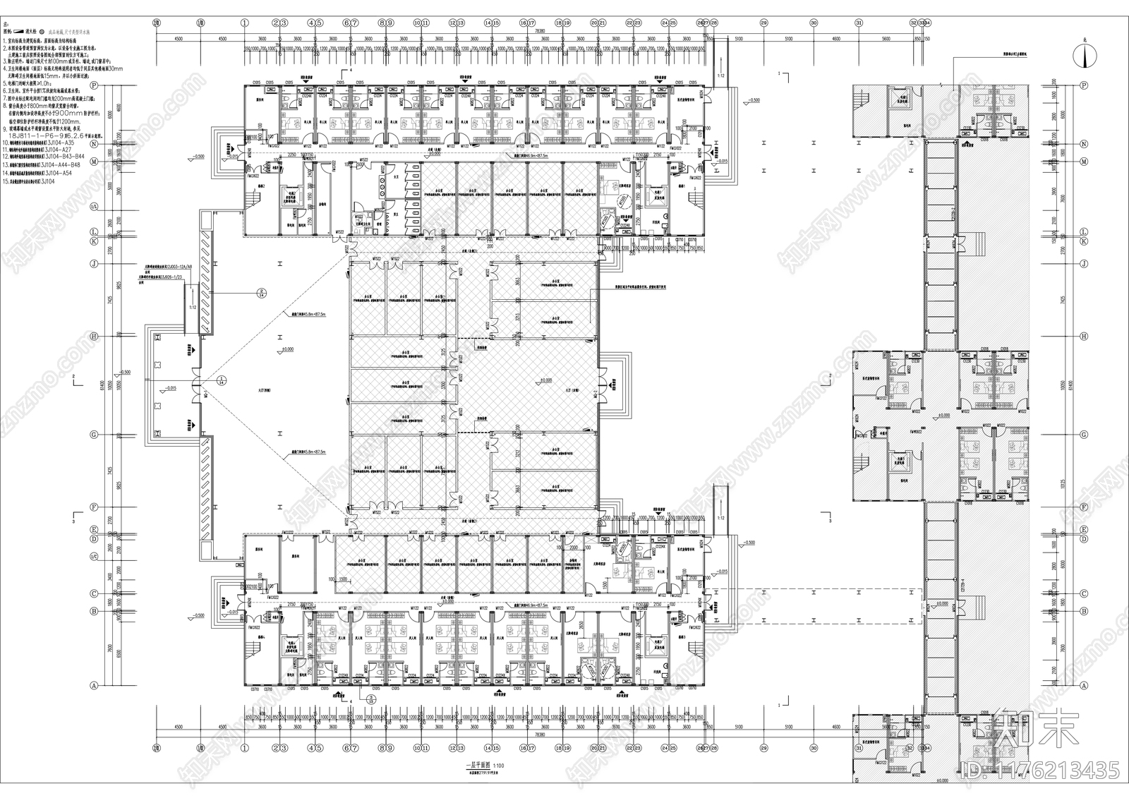 新中式酒店建筑cad施工图下载【ID:1176213435】