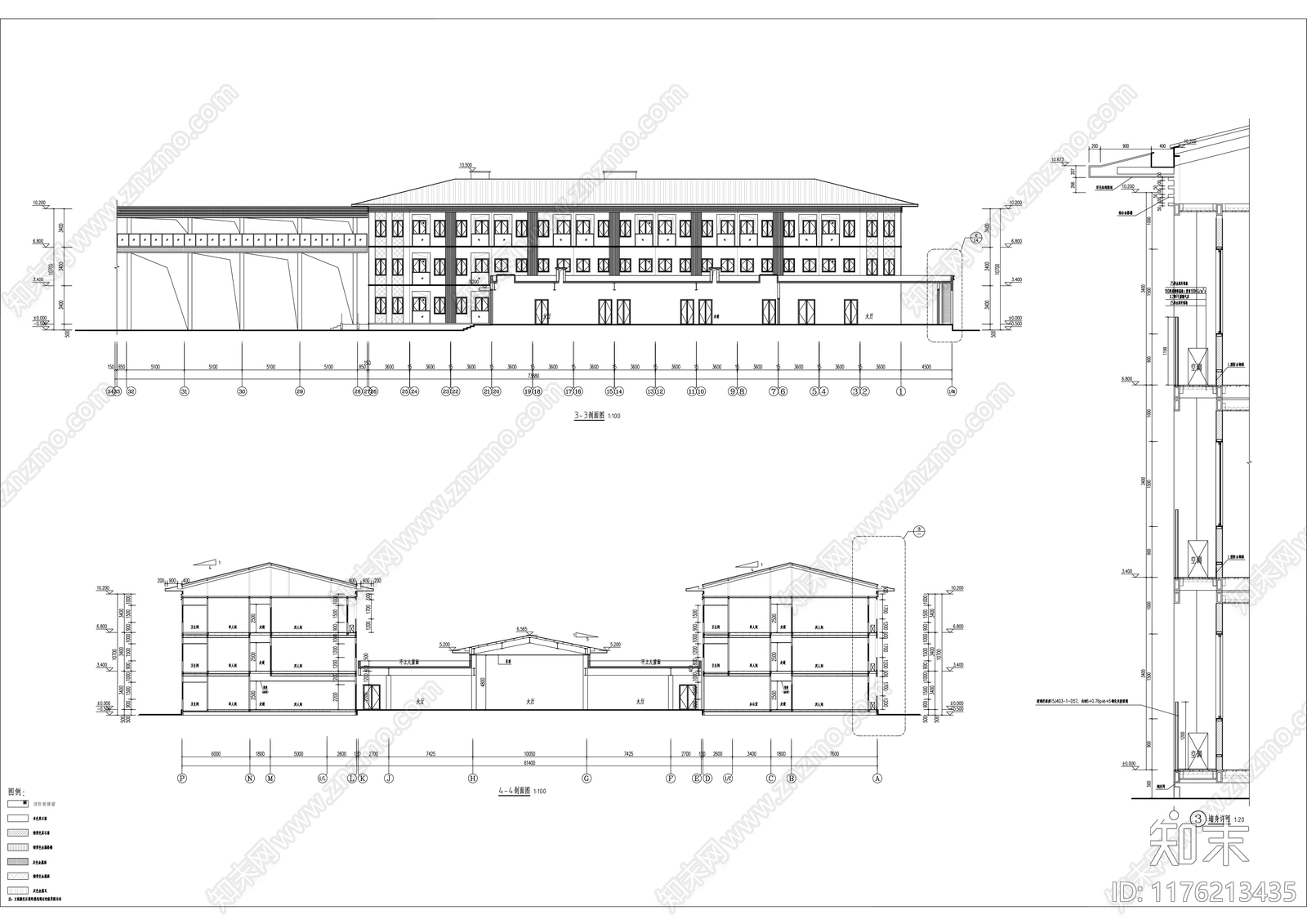 新中式酒店建筑cad施工图下载【ID:1176213435】