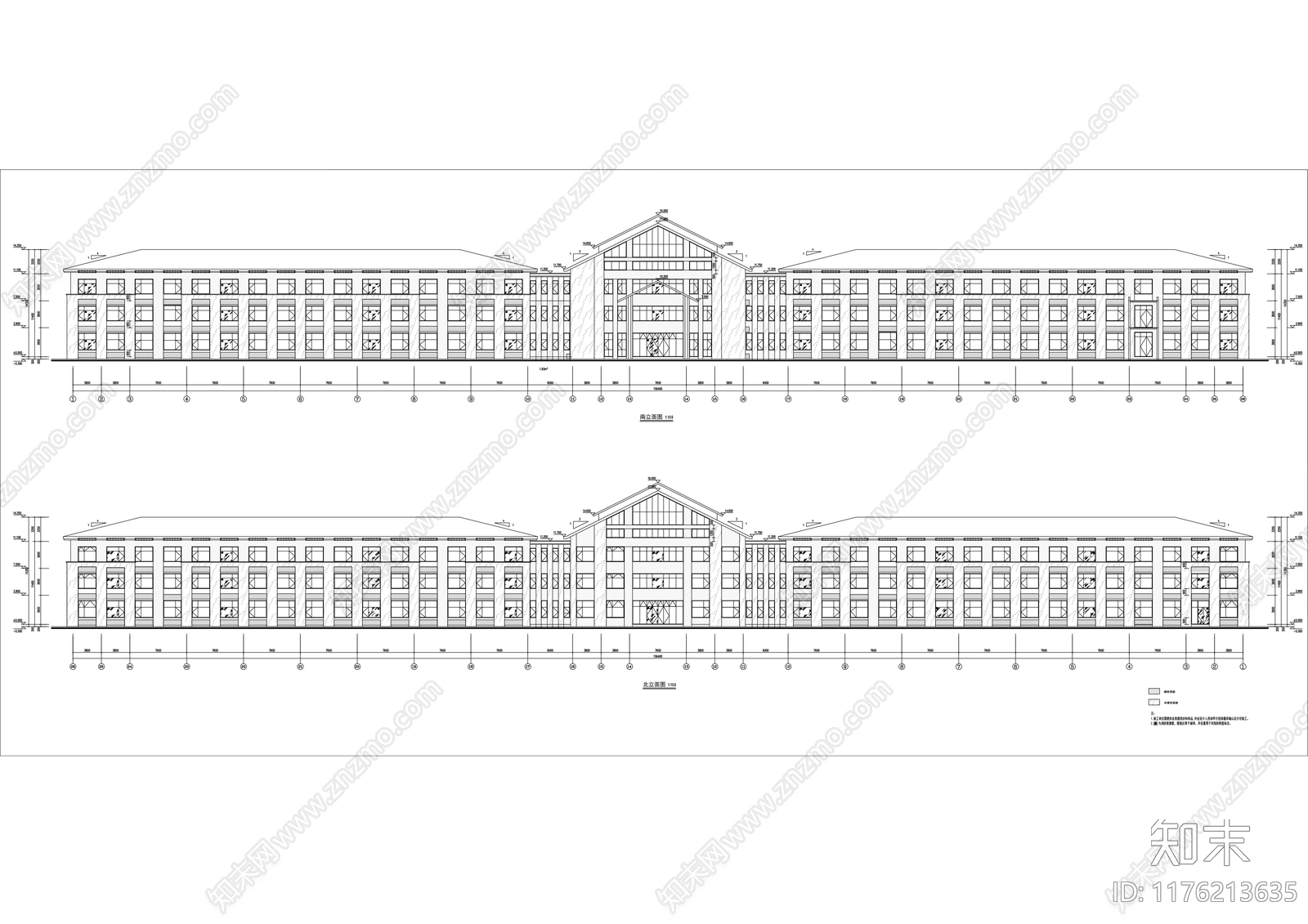 新中式酒店建筑施工图下载【ID:1176213635】