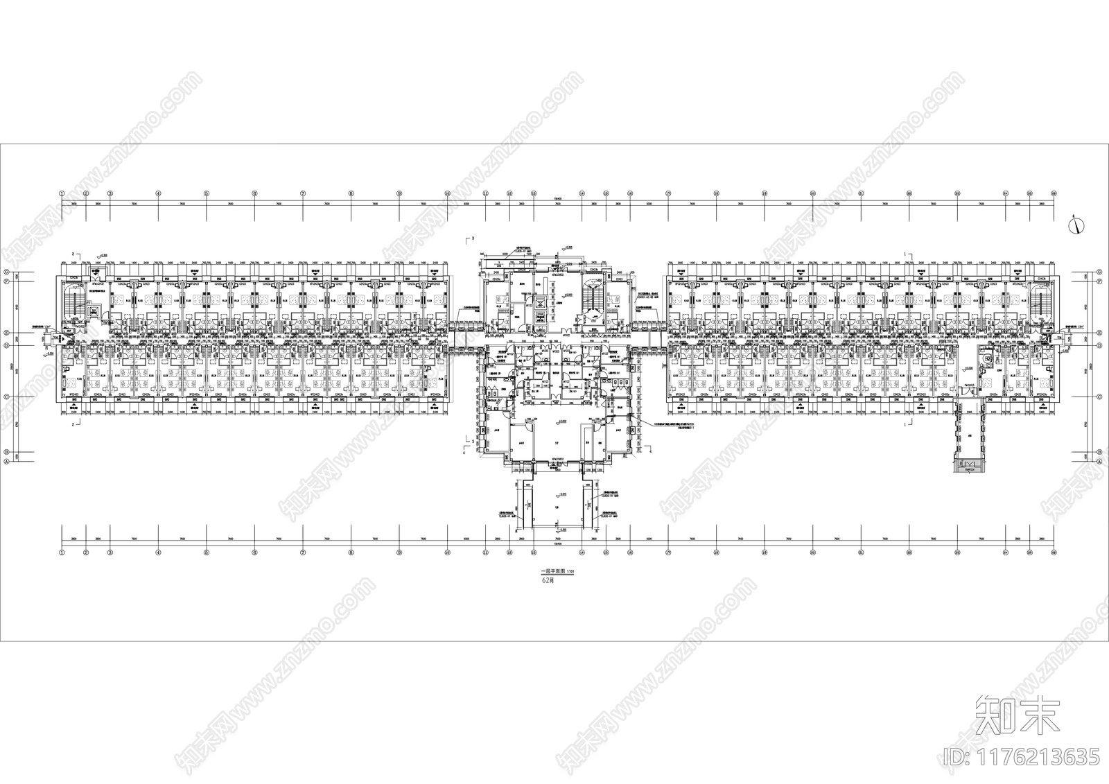 新中式酒店建筑施工图下载【ID:1176213635】