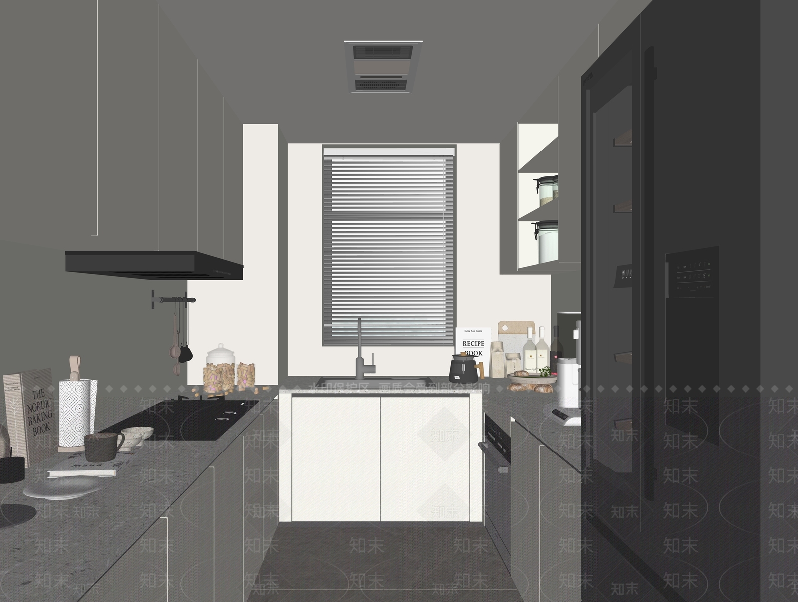 现代封闭式厨房SU模型下载【ID:1176217067】