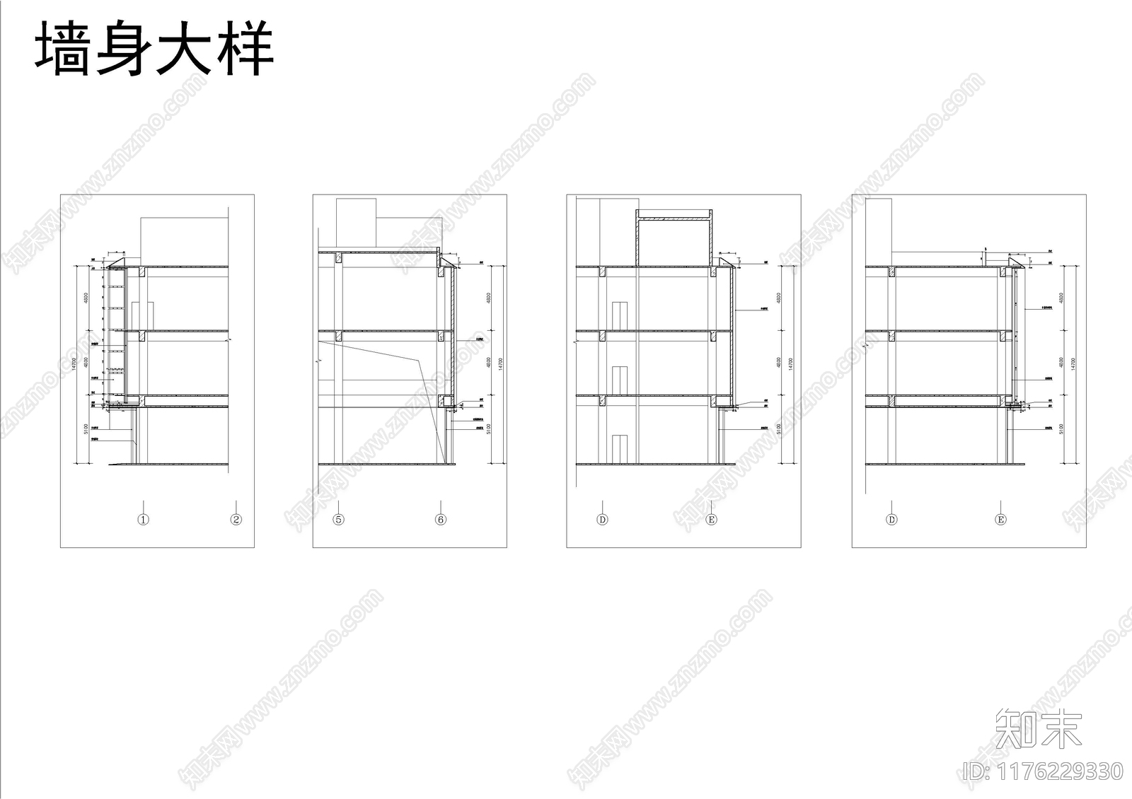 现代售楼处建筑cad施工图下载【ID:1176229330】