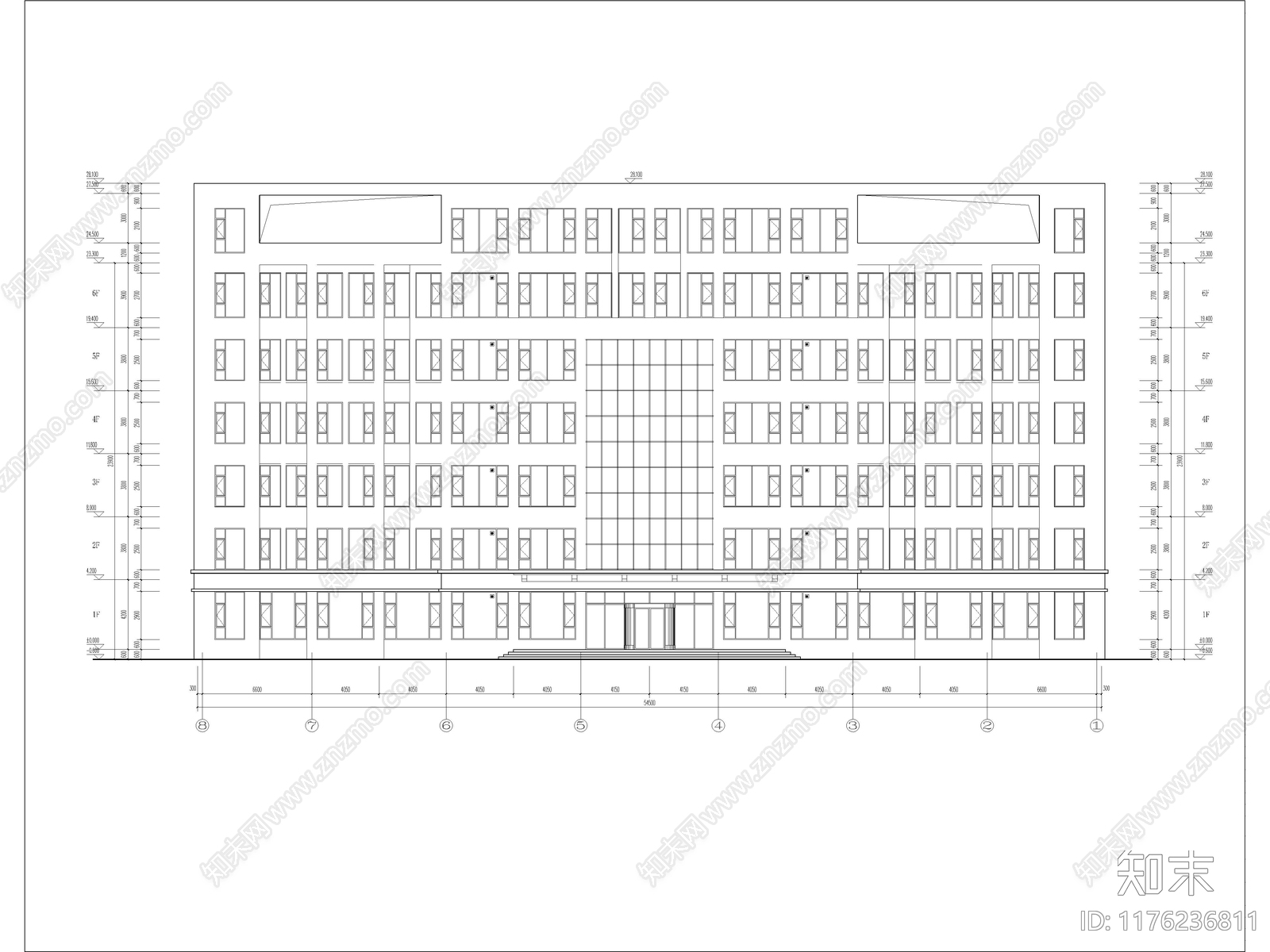 现代产业园建筑cad施工图下载【ID:1176236811】