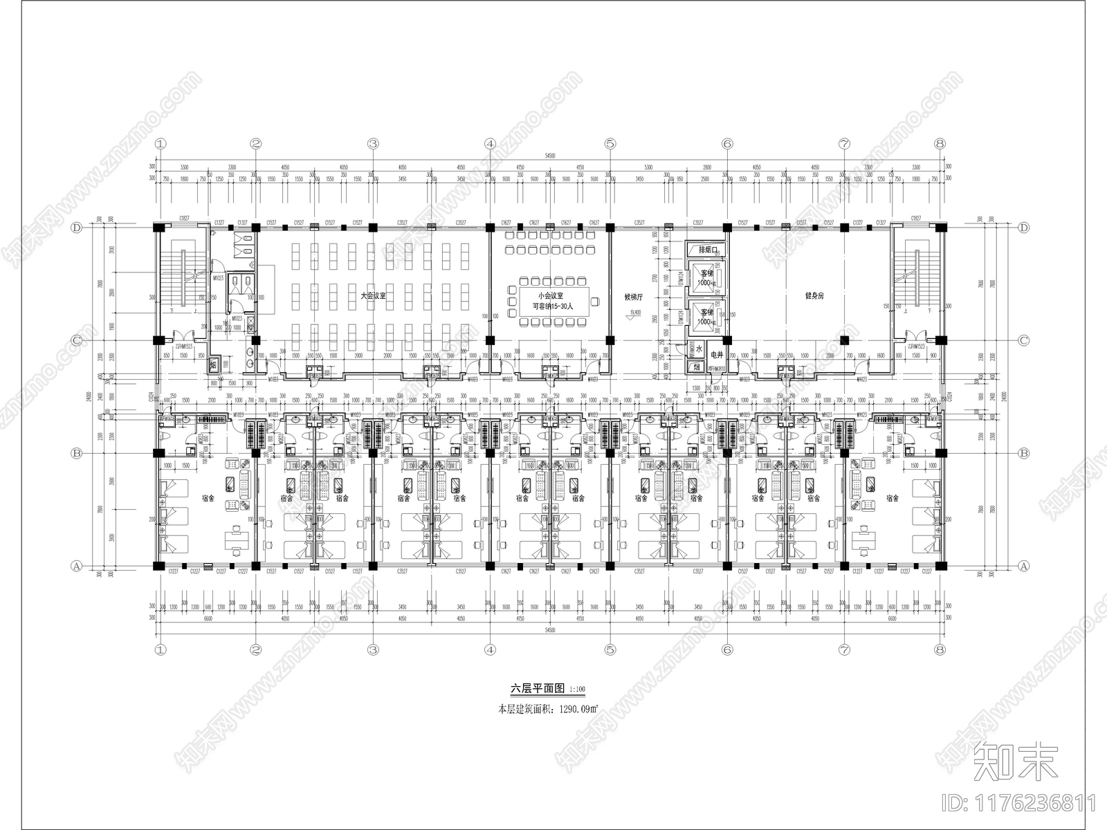 现代产业园建筑cad施工图下载【ID:1176236811】