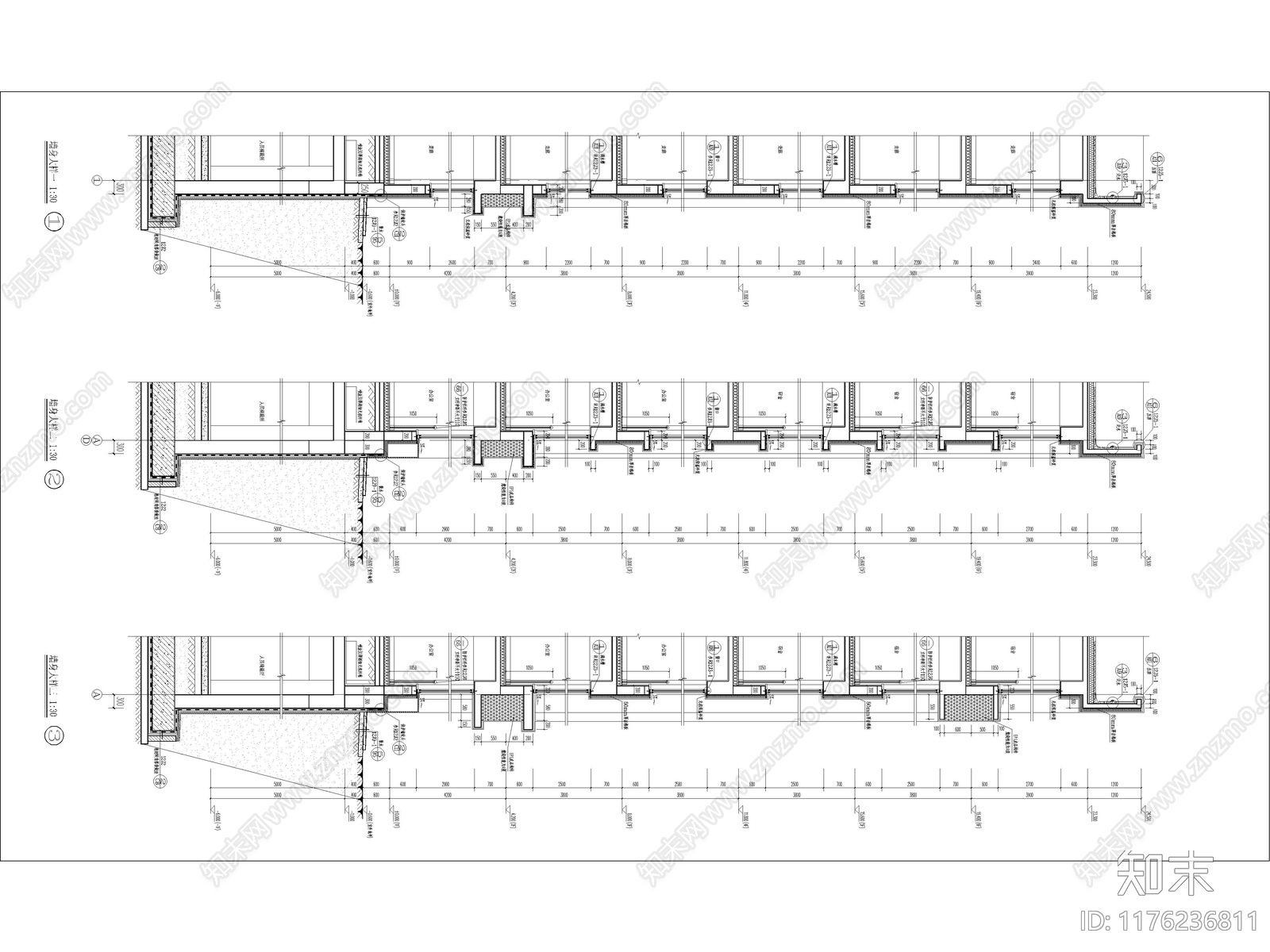现代产业园建筑cad施工图下载【ID:1176236811】