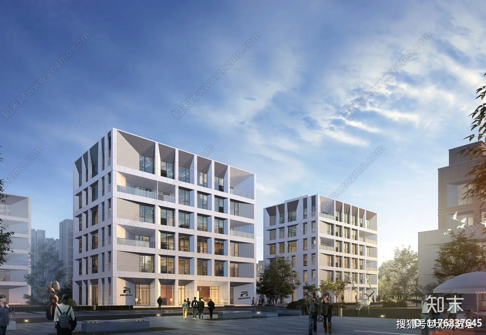 现代产业园建筑cad施工图下载【ID:1176237645】