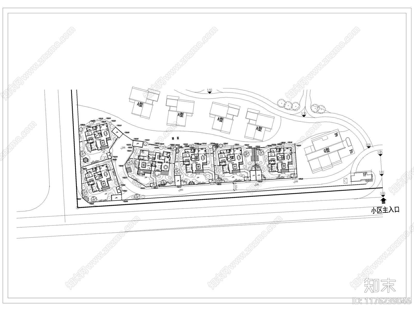 现代小区景观施工图下载【ID:1176239046】