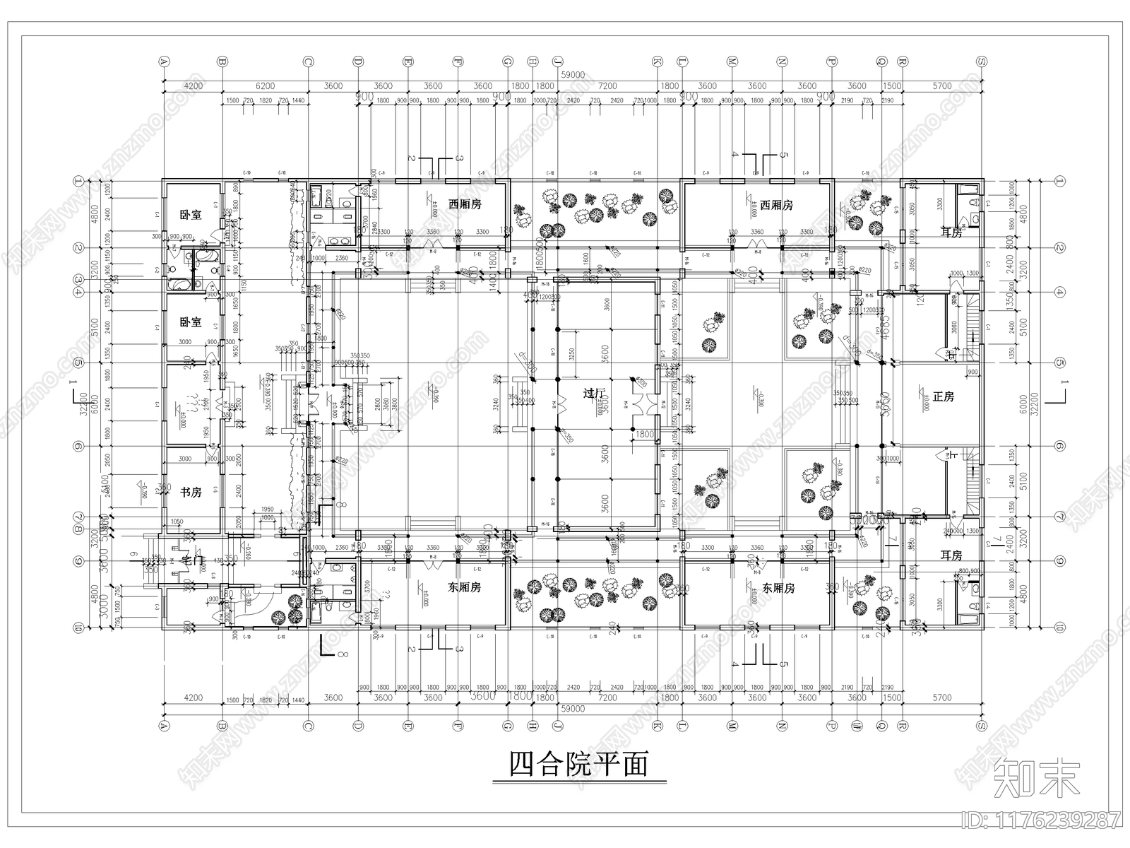 现代中式四合院施工图下载【ID:1176239287】