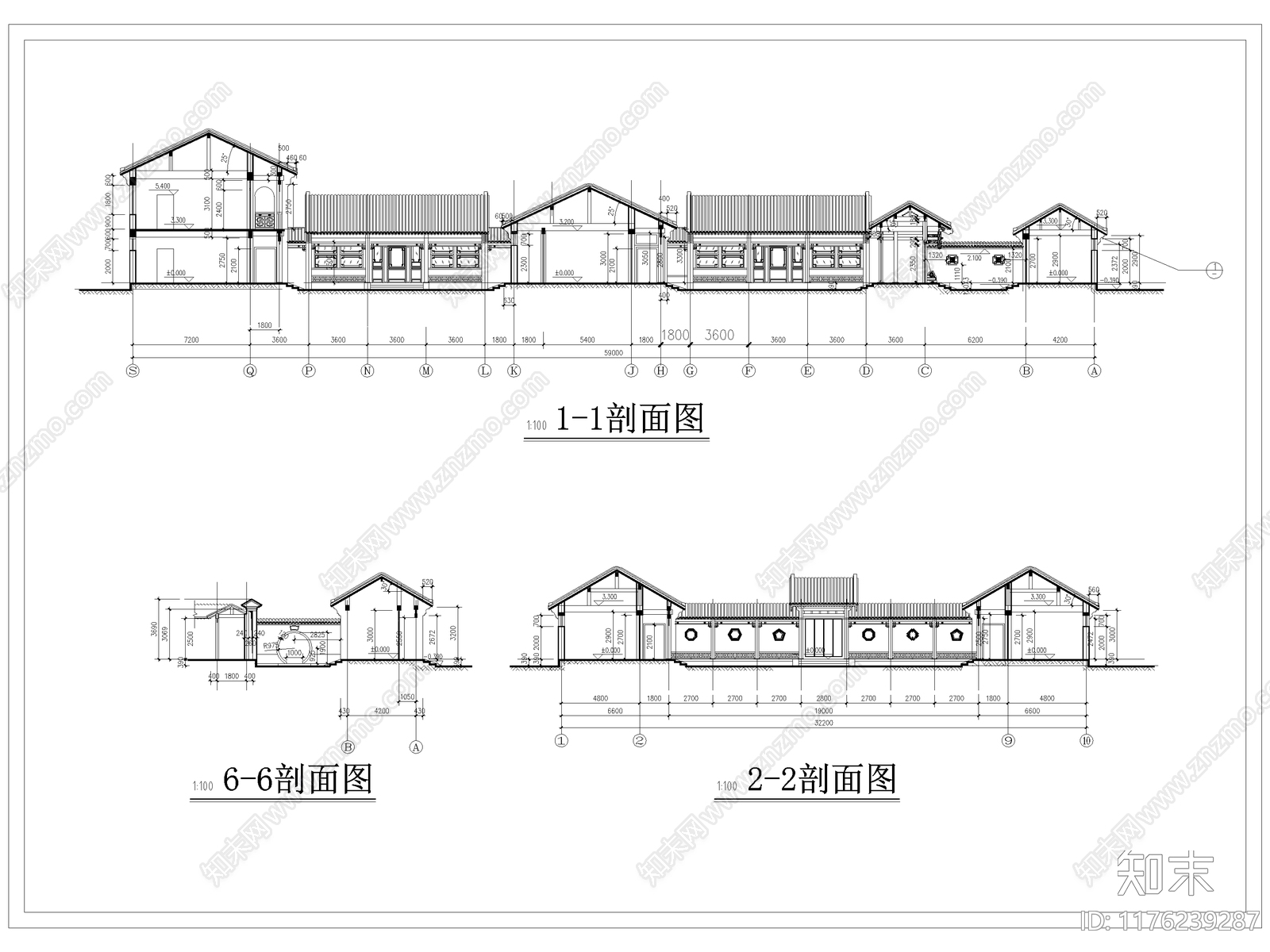 现代中式四合院施工图下载【ID:1176239287】