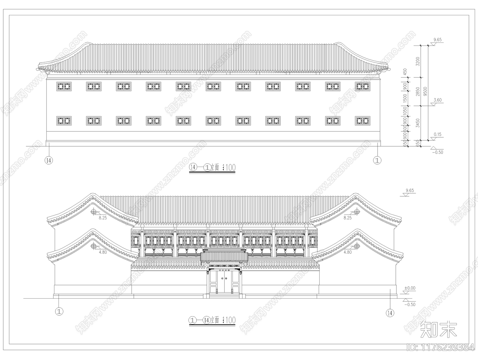 现代中式四合院施工图下载【ID:1176239384】