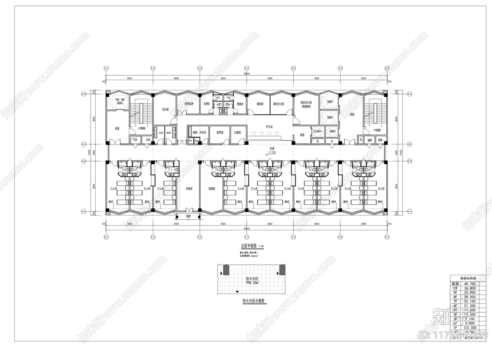 现代医院建筑cad施工图下载【ID:1176240399】