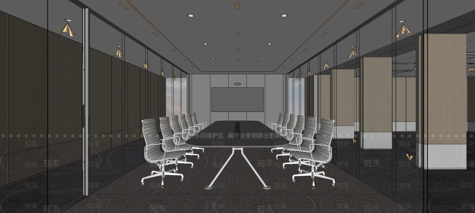现代极简会议室SU模型下载【ID:1176246329】