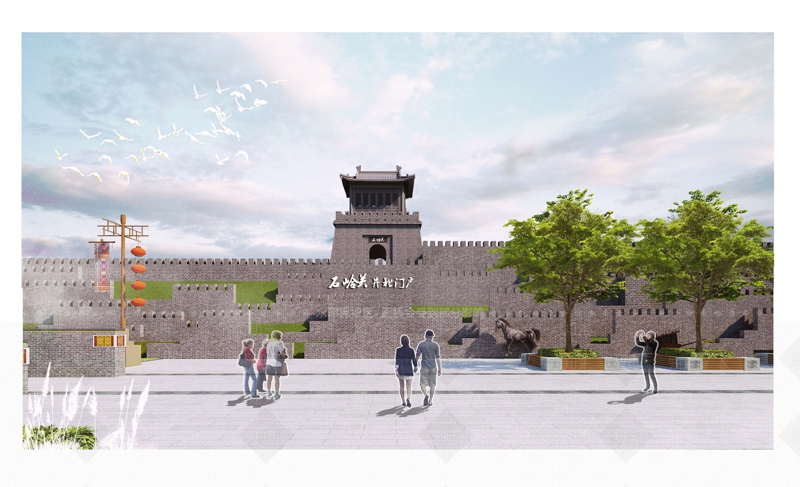 新中式中式口袋公园SU模型下载【ID:1176248819】