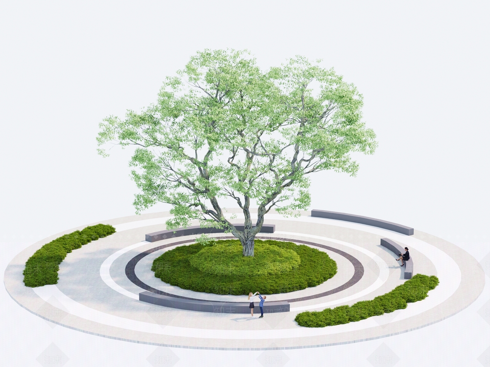 现代简约广场景观3D模型下载【ID:1176251521】