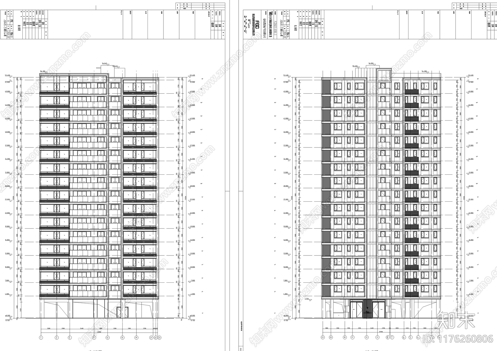 现代住宅楼建筑cad施工图下载【ID:1176260806】