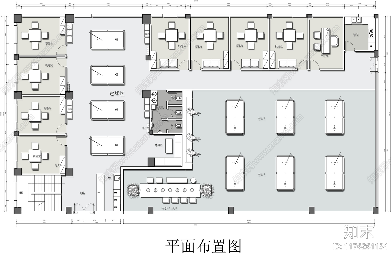 现代棋牌室施工图下载【ID:1176261134】