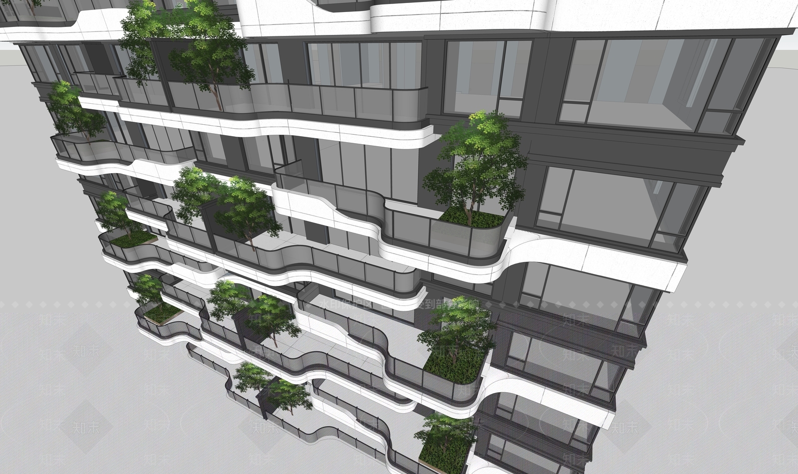 现代多层住宅SU模型下载【ID:1176264508】
